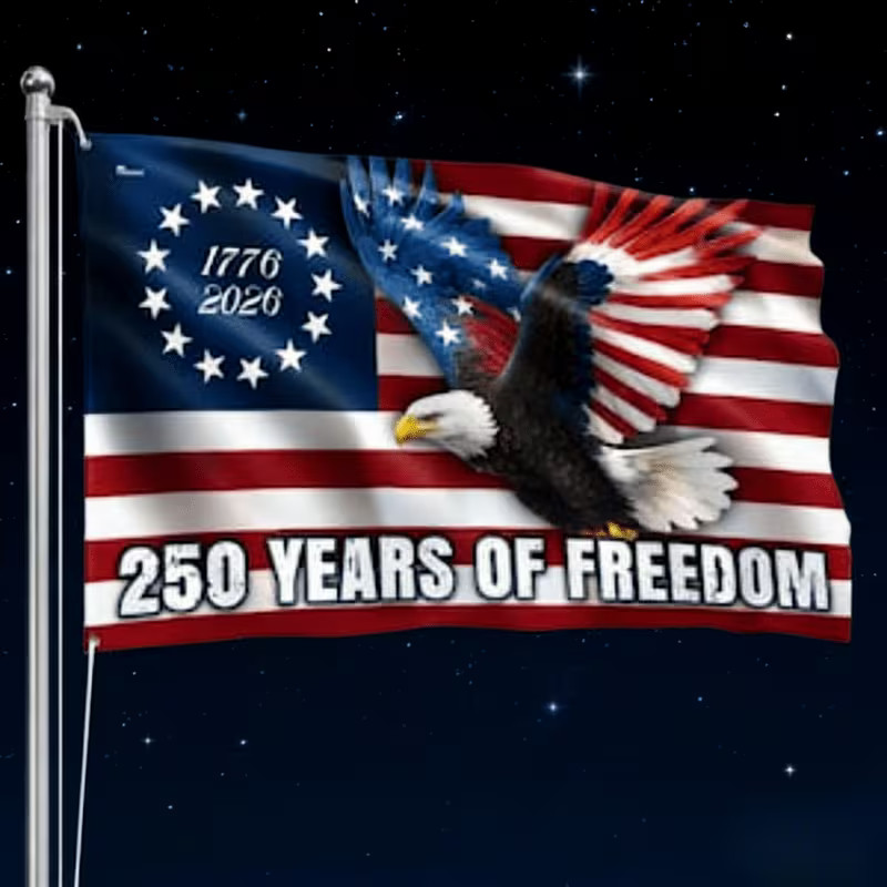 1pc 250 Years Of Freedom Flag 1776-2026 Patriotic Banner Outdoor Decor w 3*5 FT