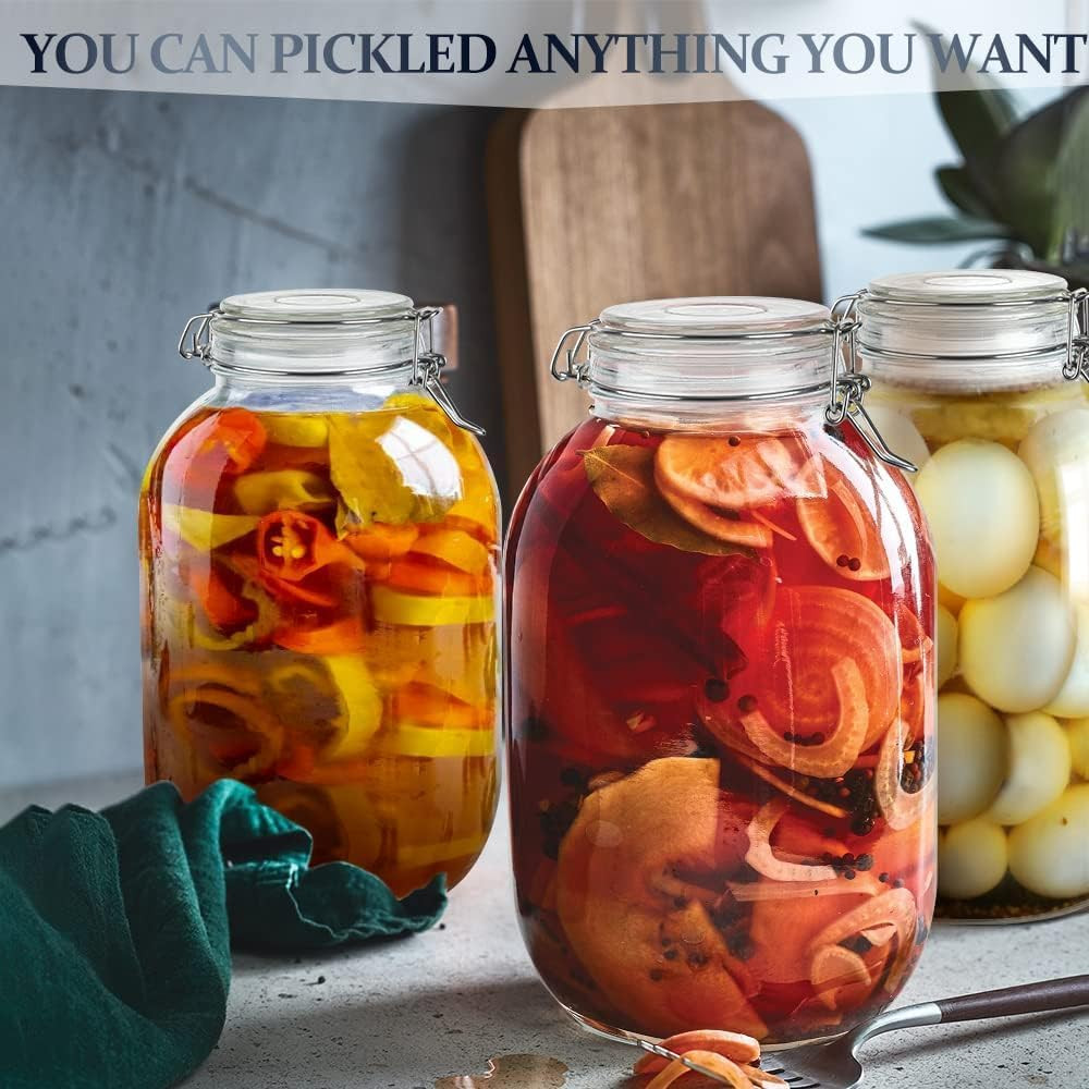 1 Gallon Glass Jar with Airtight Lid, Large Mason Jar, Pickle Jars, 128 OZ | 100