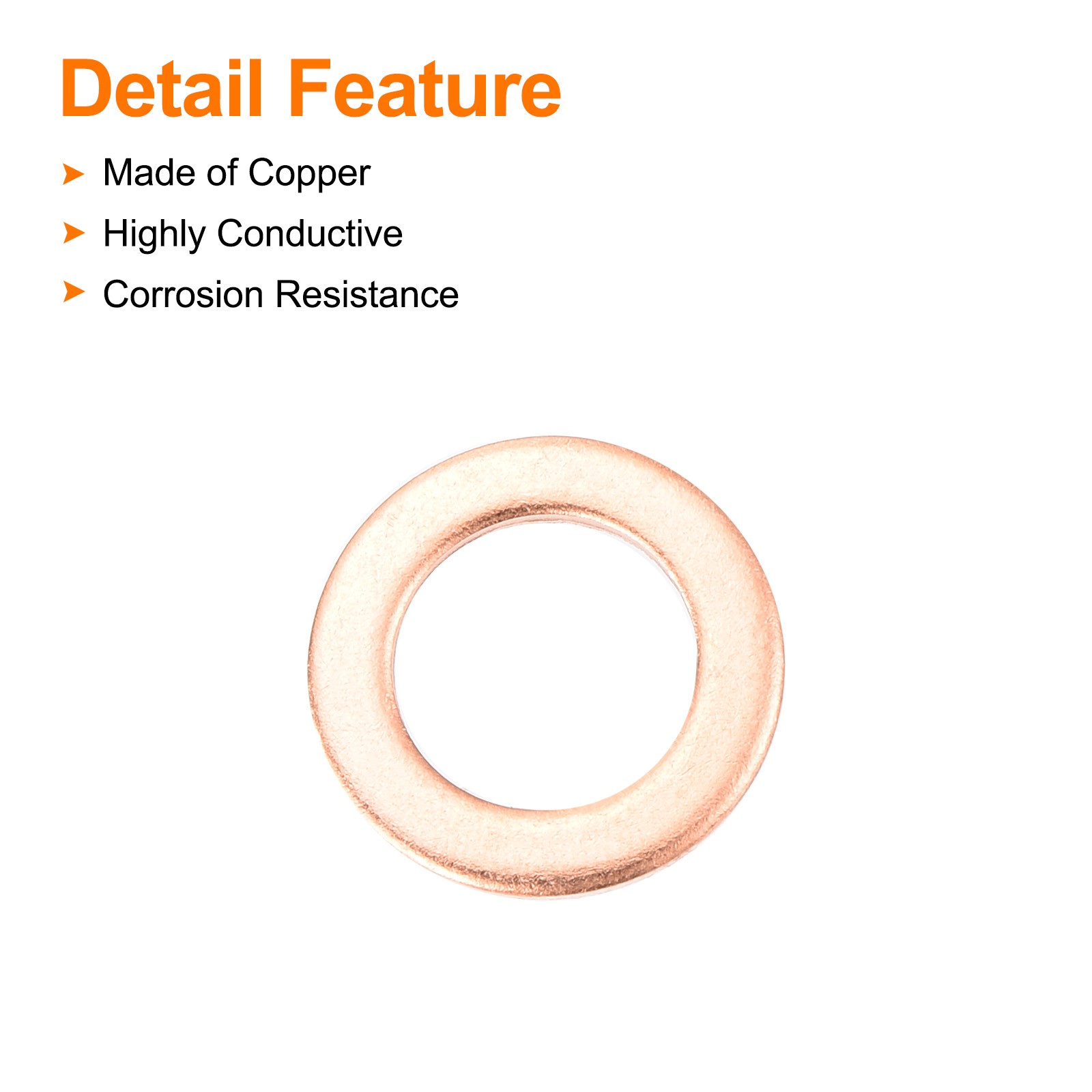 52 Pcs Flat Copper Washers 10x16x1mm Copper Flat Sealing Ring Washers