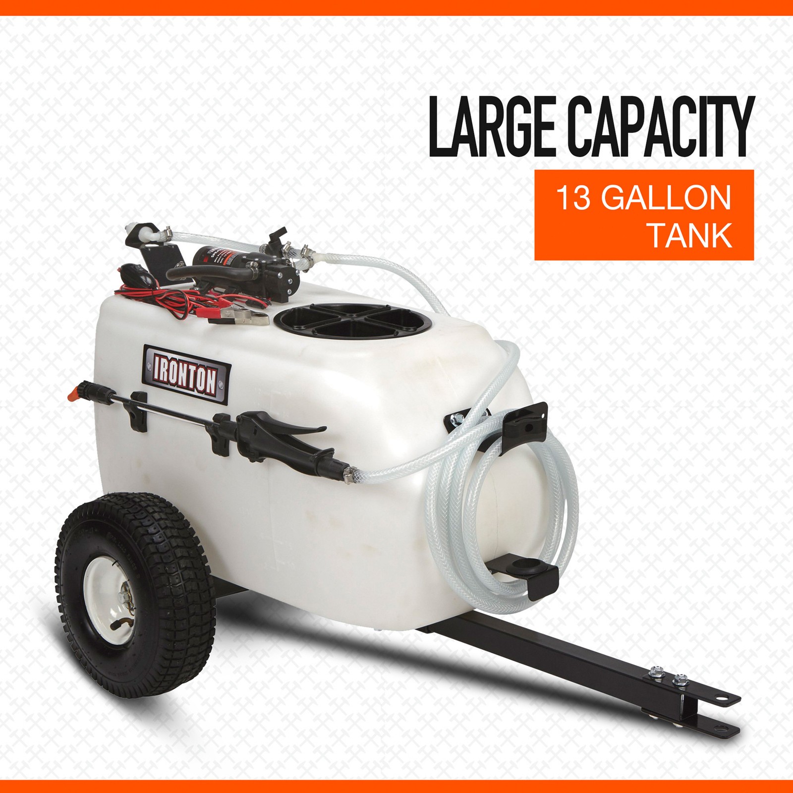 Ironton Tow-Behind Trailer Broadcast and Spot Sprayer, 13 Gallons, 1 GPM, 12