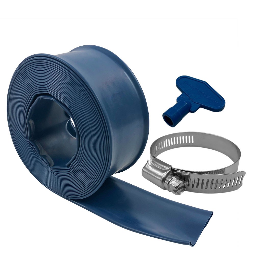 Puri Tech Pool Backwash and Drain Hose Includes Clamp and Key 1.5 in x 25 ft