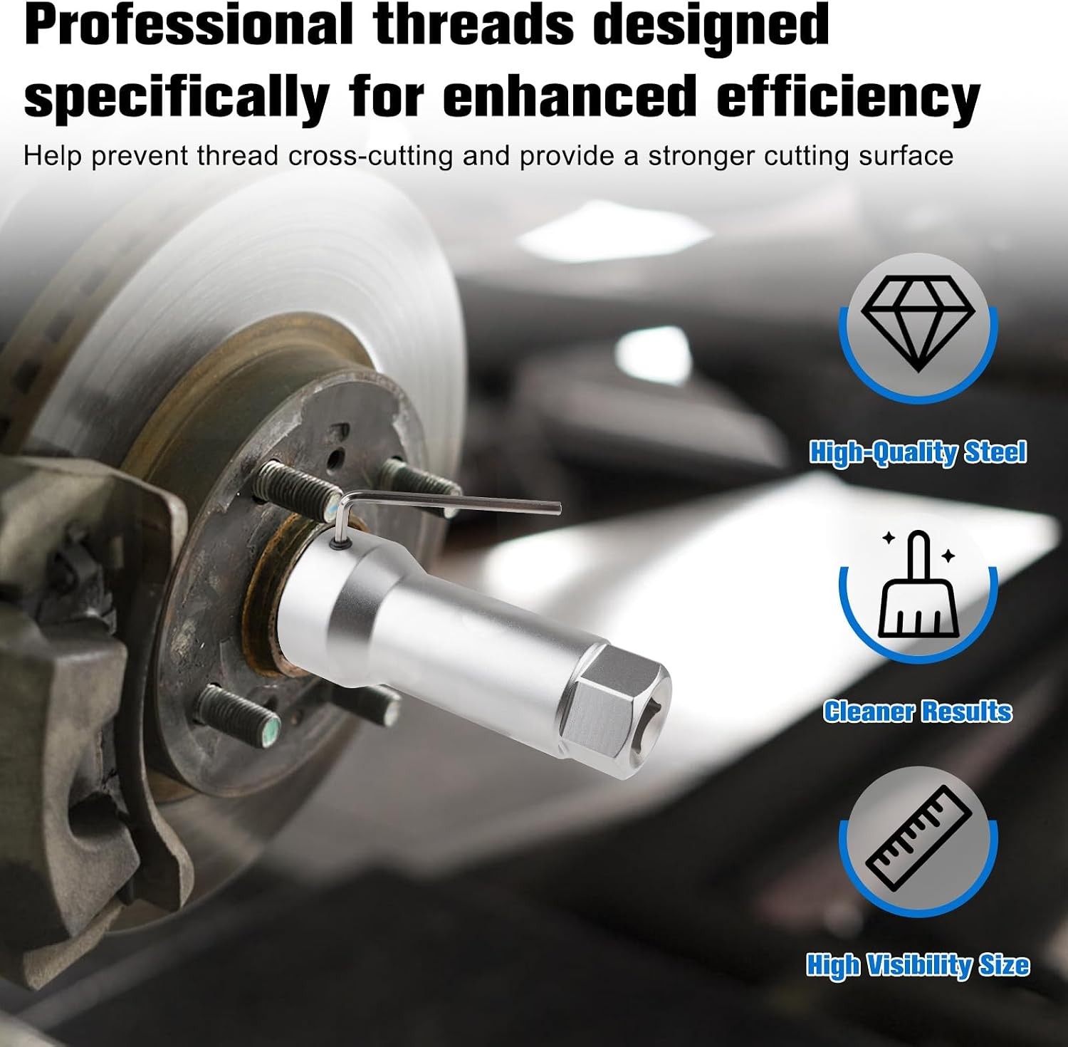 10-Piece Axle Spindle Thread Chaser Set | Includes 8 Dies & 1-1/16″ Extension Ba