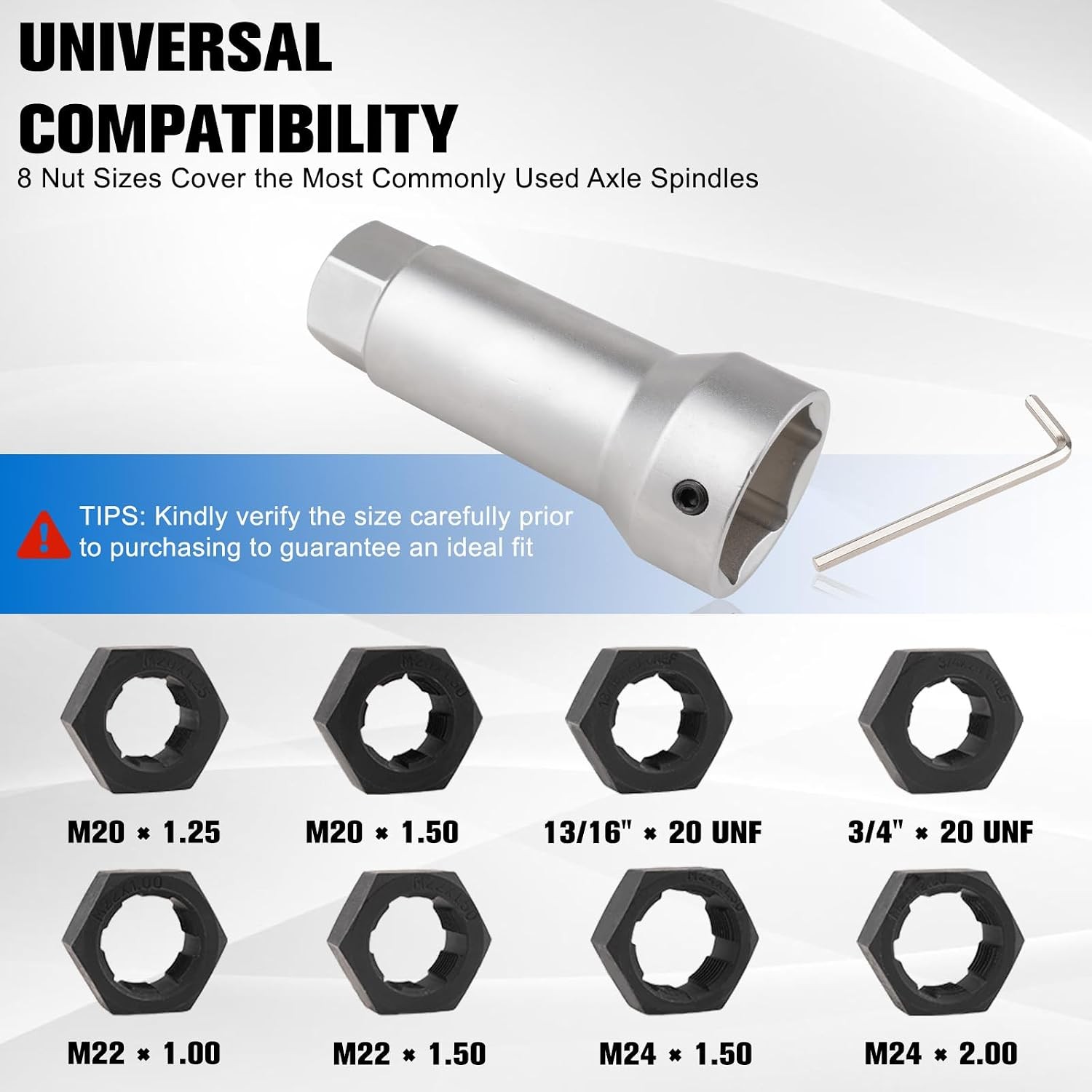 10-Piece Axle Spindle Thread Chaser Set | Includes 8 Dies & 1-1/16″ Extension Ba