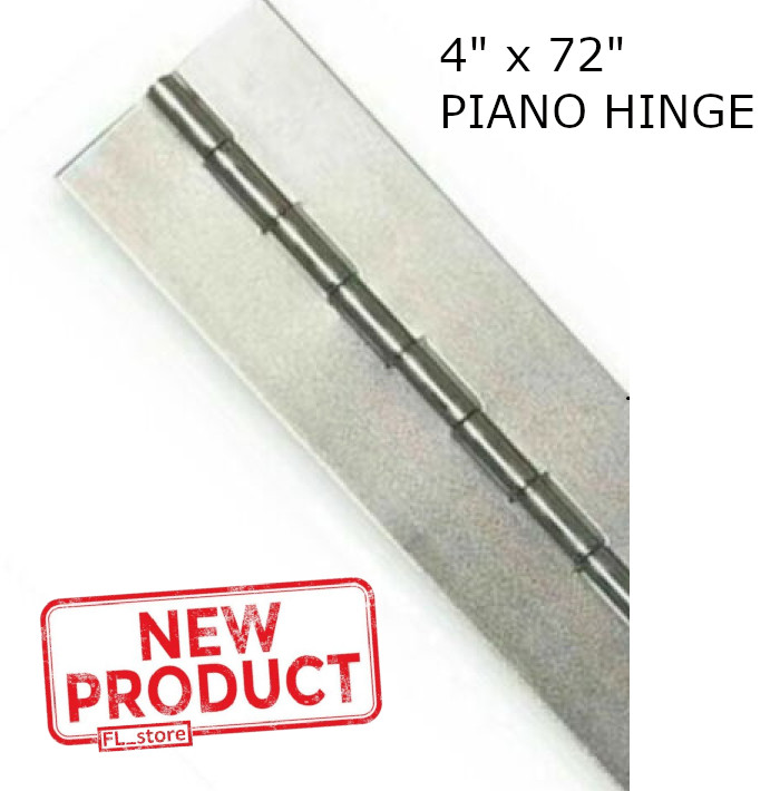 4″ x 72″ PIANO HINGE No Holes Weldable Steel Finish Continuous Nonremovable Pin