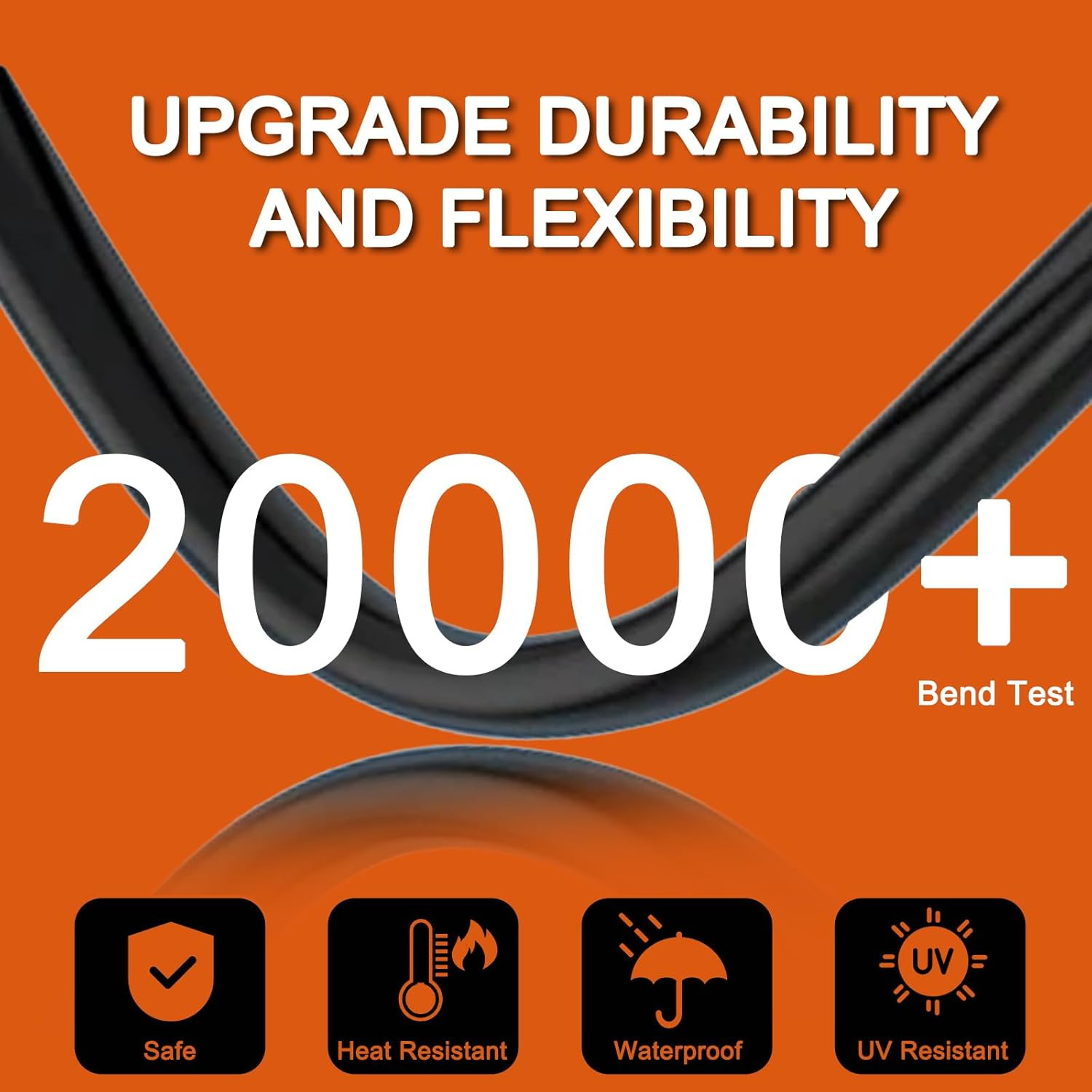 25Ft 10-50 Extension Power Cord, STW 6AWG/3C, 50 Amp, 250 Volts, 12500 Watts, He