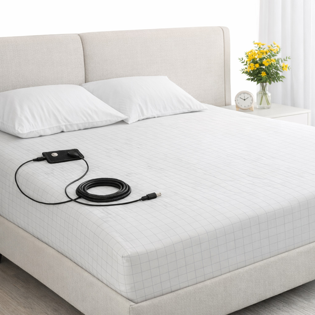 Grounding Earthing Fitted Sheet Twin 5% Silver Fiber Bed Sheet White