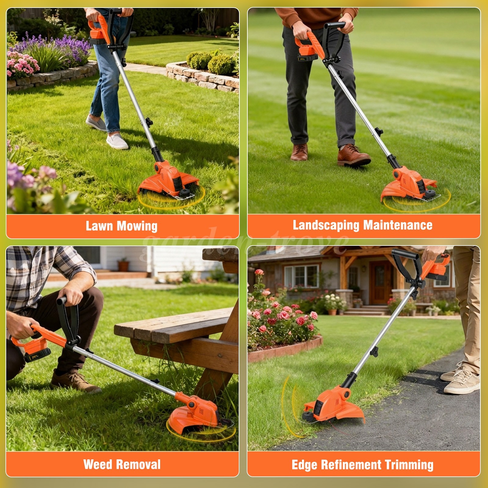 12″Electric Cordless Grass String Trimmer Lawn Edger Weed with Battery & Charger