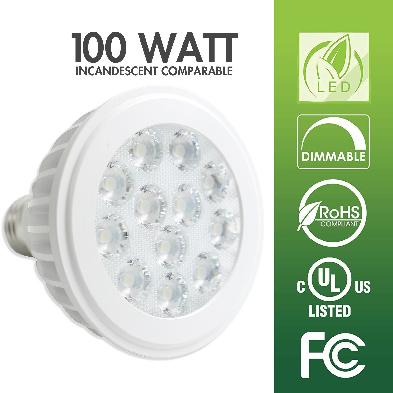 4x Leisure PAR30 FLOOD LED BULB 15W (100W) 1350 LUMEN 6500K Cool White Dimmable