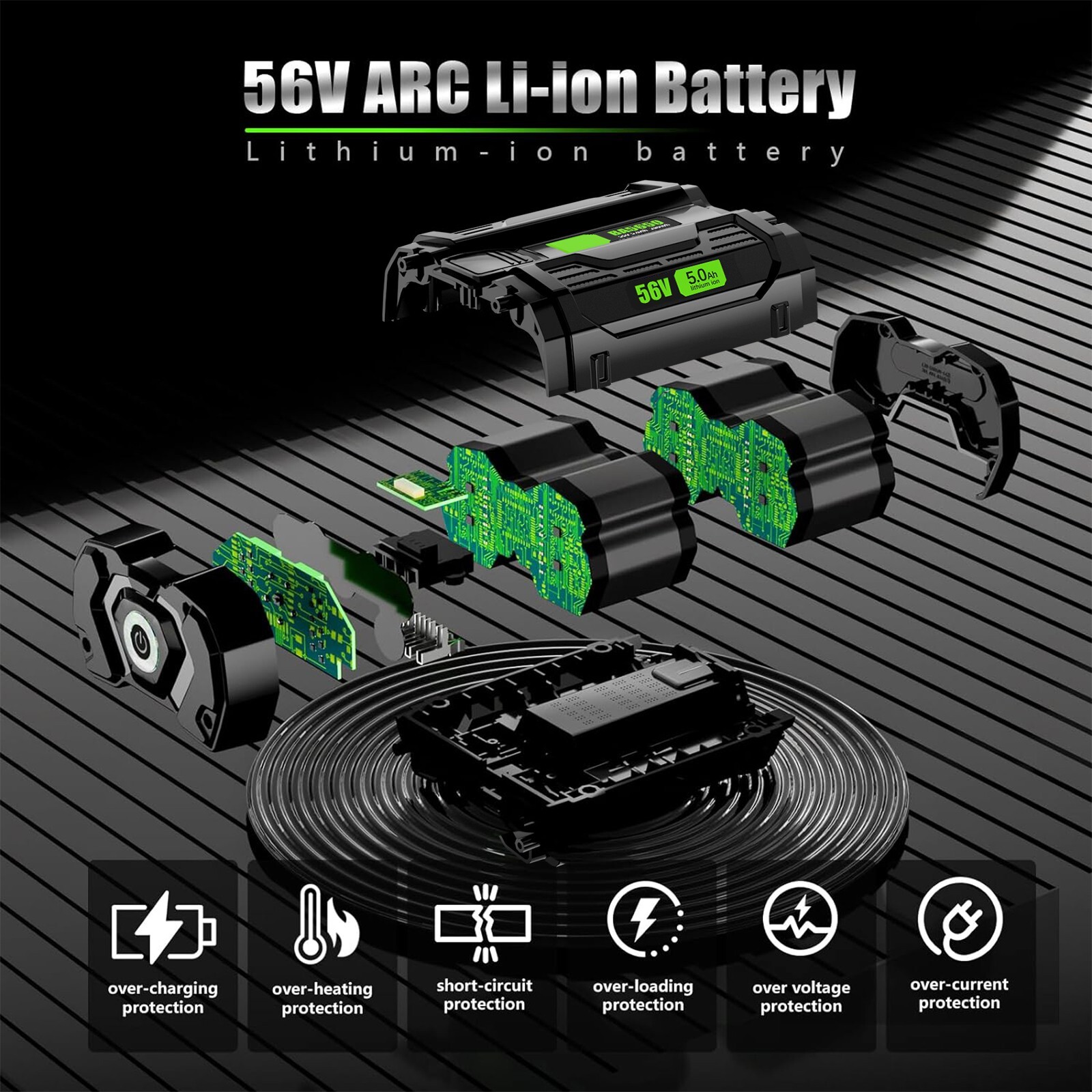 2PACK For EGO 56V 56Volt BA2800T POWER+ 5.0AH Battery Lithium Ion BA2240 BA1400T