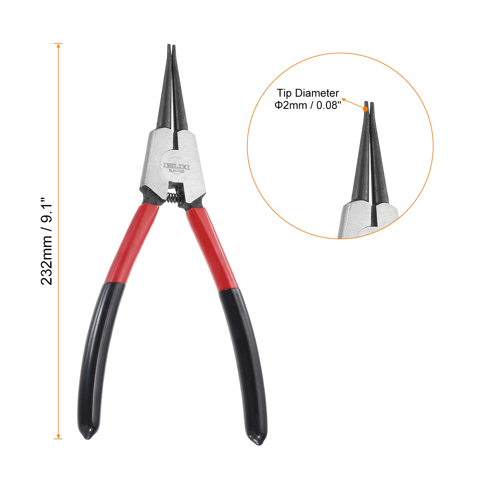 Snap Ring Plier 9″ CR-V External Circlip Pliers with 0.08″ Straight Tip