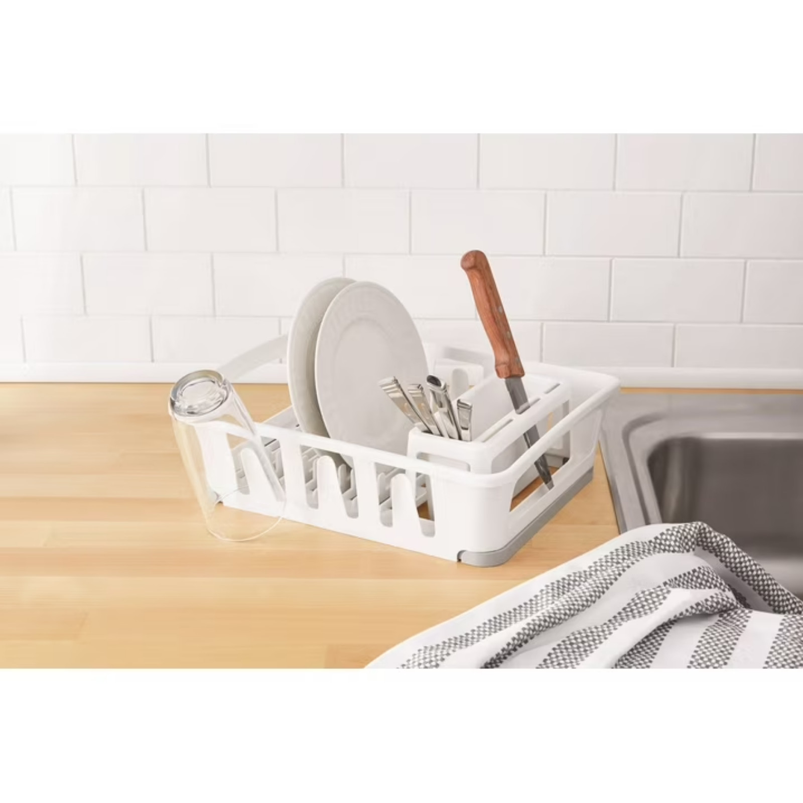 Expandable Dish Drying Rack over Sink Dish Drainer Countertop Plates Cups White