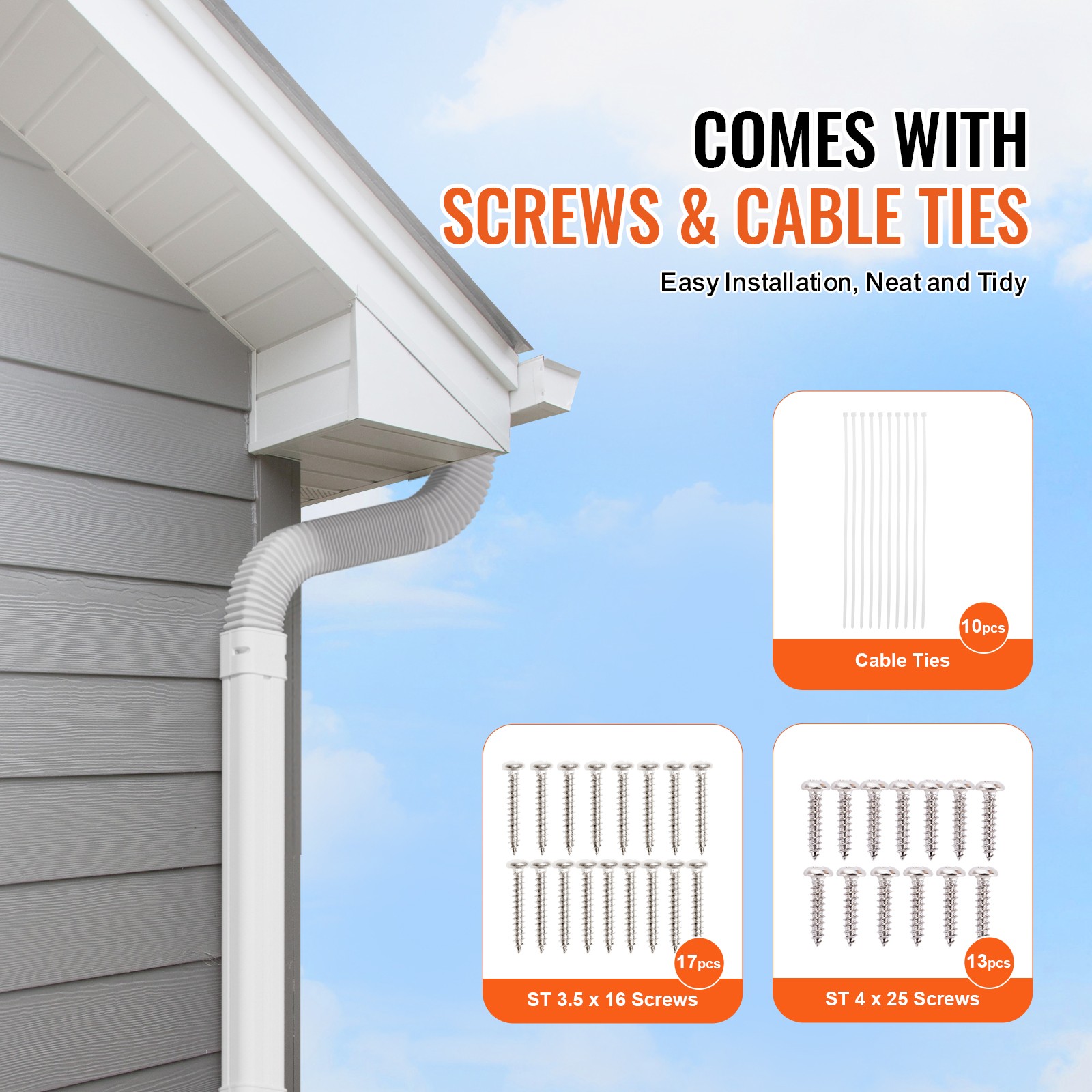 VEVOR 3″ W 17.6Ft Line Set Cover Kit For Mini Split/Central Air Conditioner PVC