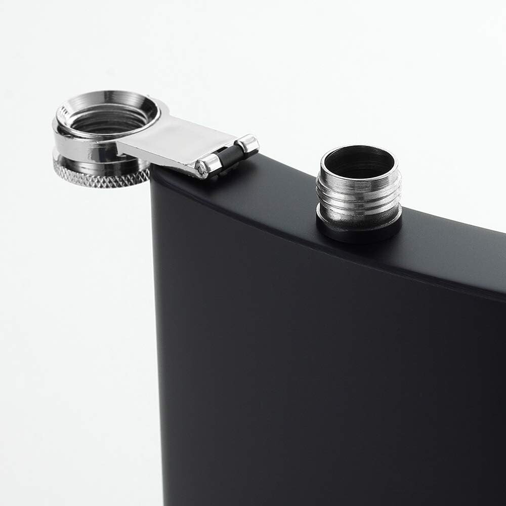 8 oz Matte Black Pocket Liquor Whiskey Hip Flask with Funnel, Stainless Steel