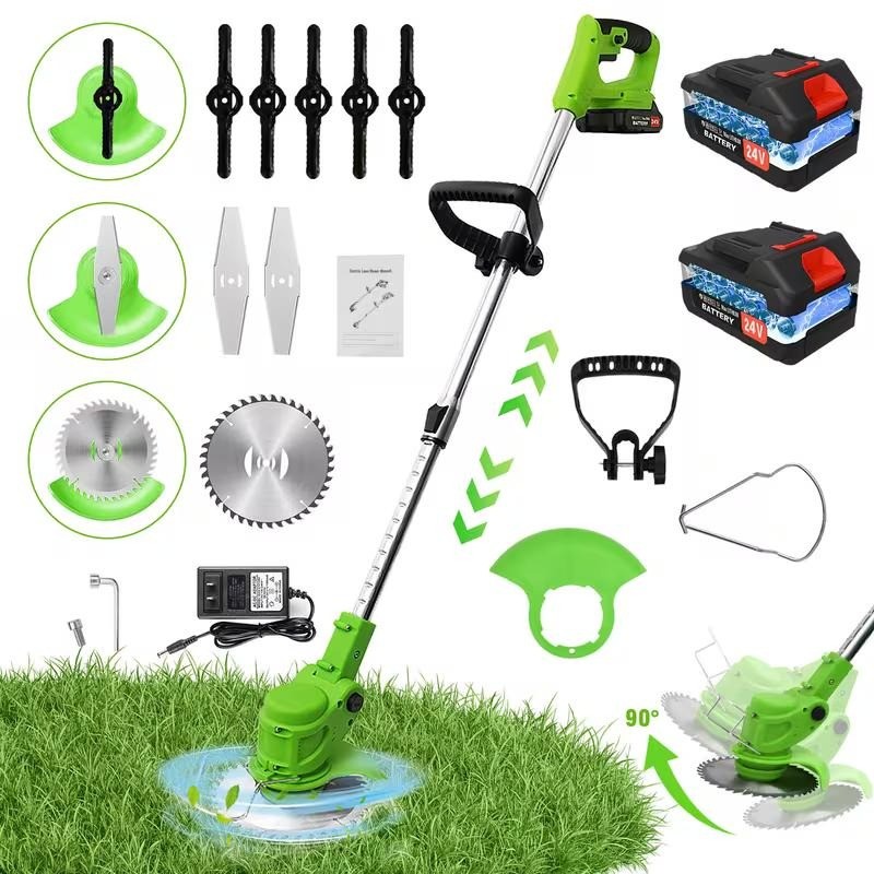 24V Electric Weed Wacker with Wheel | Cordless, 3 in 1 Grass String Trimmer