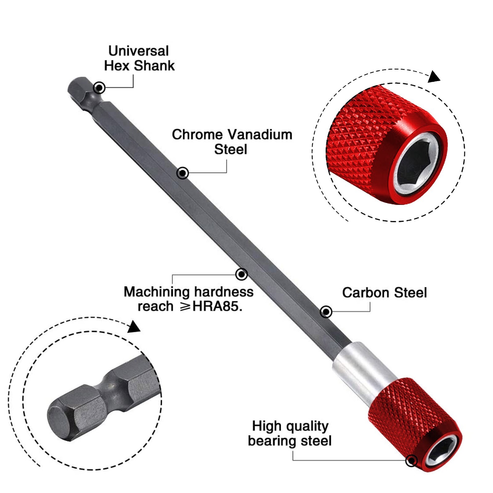 3Pcs 1/4 Hex Shank Quick Release Magnetic Screwdriver Extension Holder Drill Bit