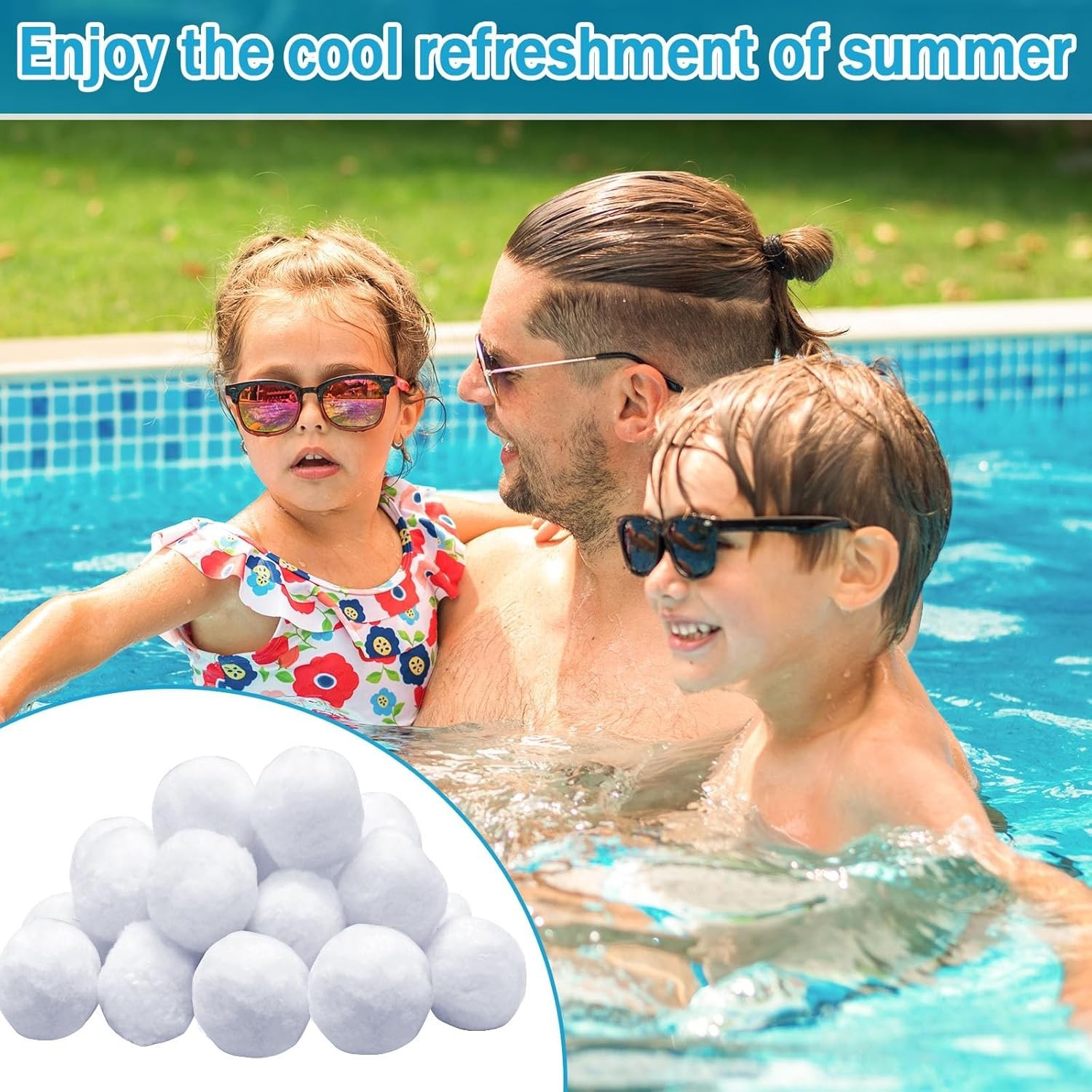 Efficient 1.6 lbs Reusable Pool Filter Media Balls: Replace 50 lbs Sand Easily