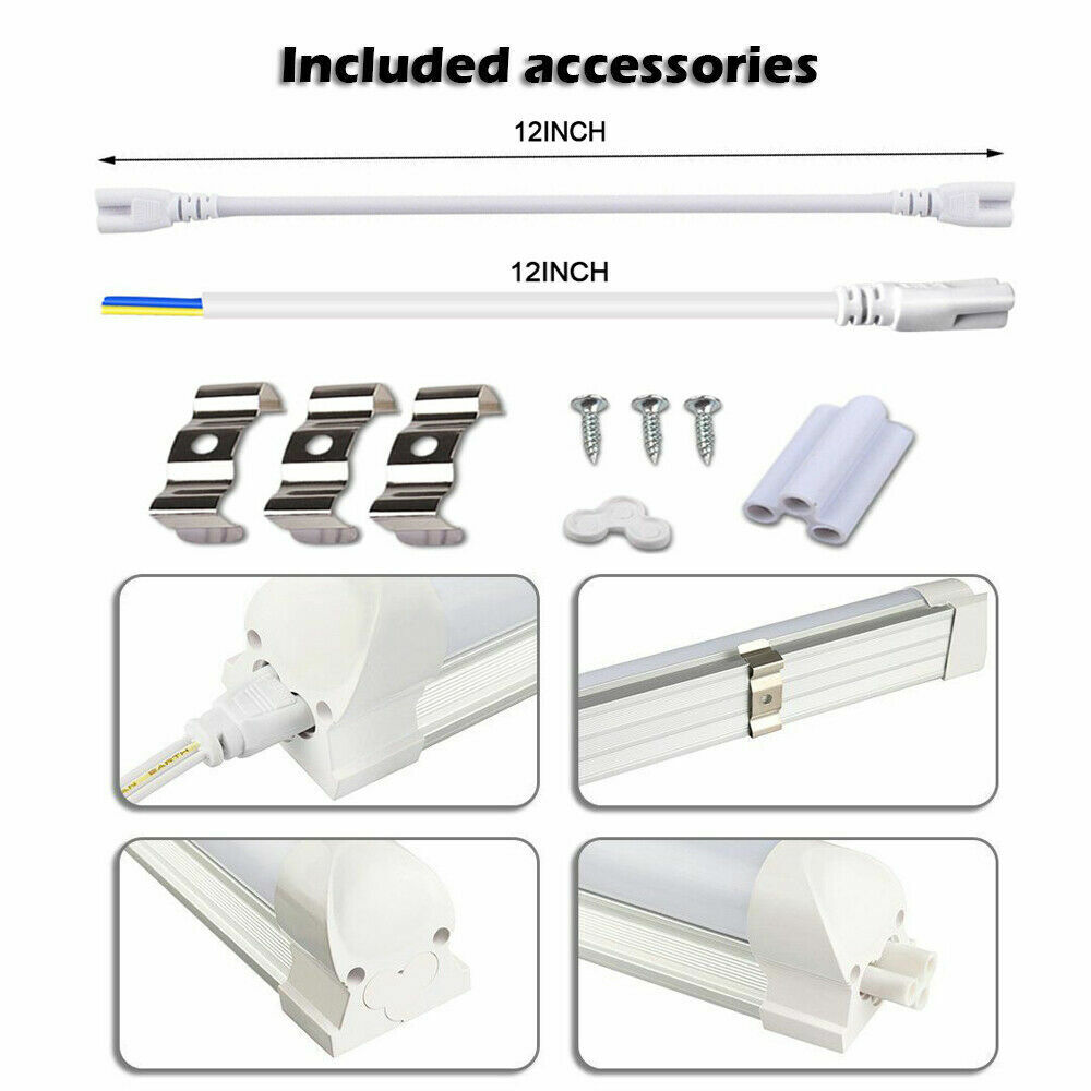 10Pack 8Foot 120W Integrated Led Light Bulbs T8 8FT Led Shop Light Fixture 6000K