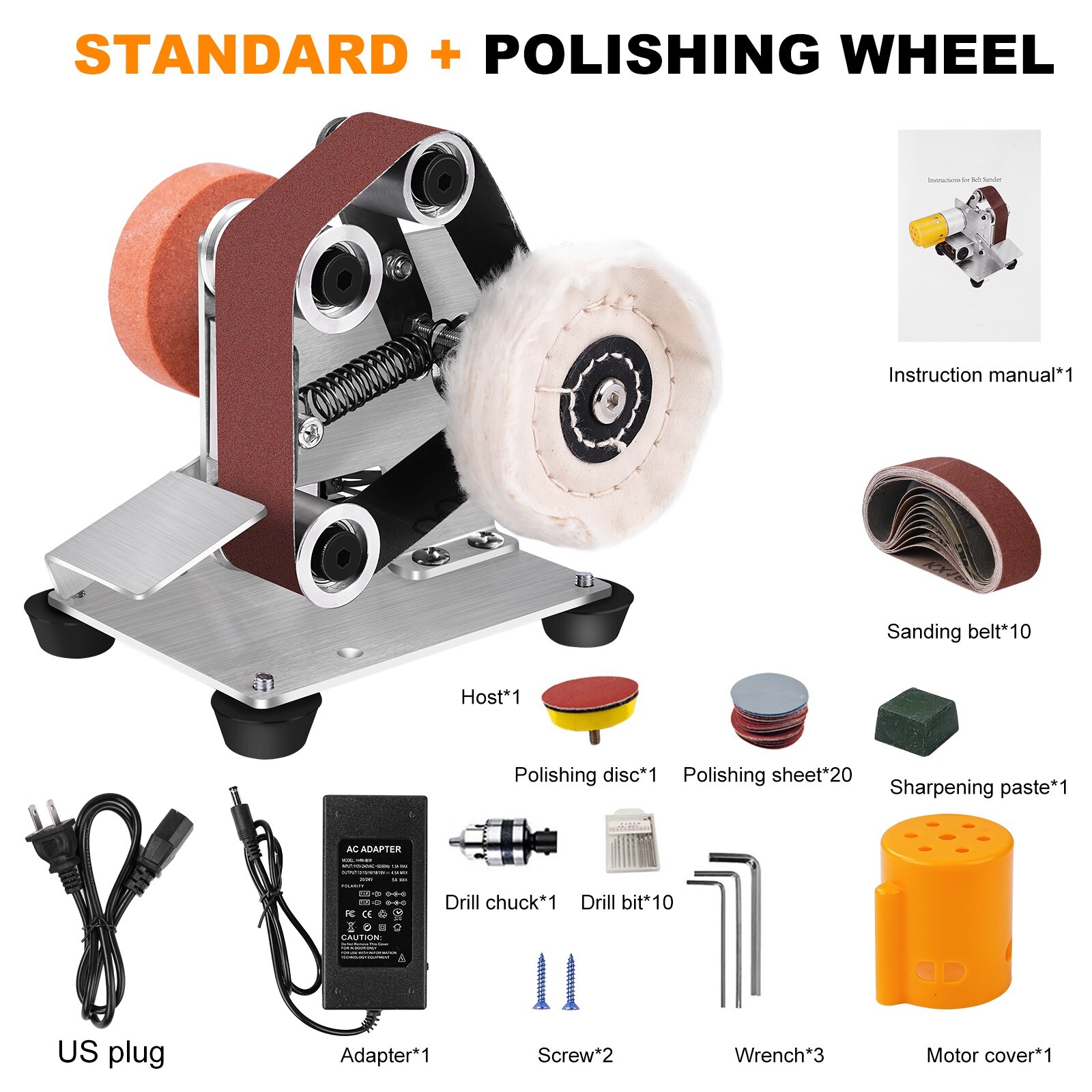 Mini Belt Sander Electric, 7-Speed, 15° Sharpener for DIY & Jewelry Making