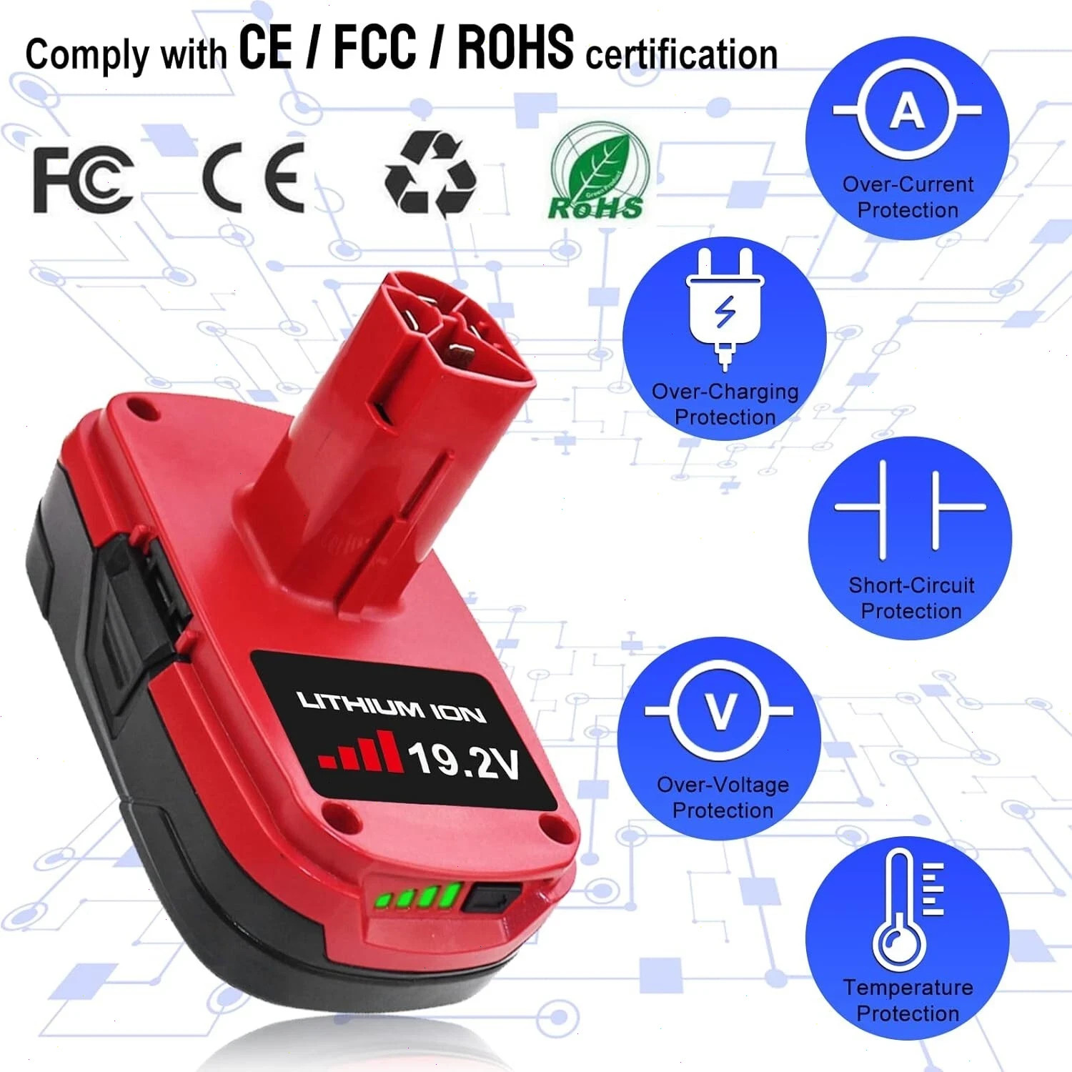 2pack 19.2 Volt XCP 8.0Ah Lithium Battery For Craftsman C3 Diehard PP2025 PP2030