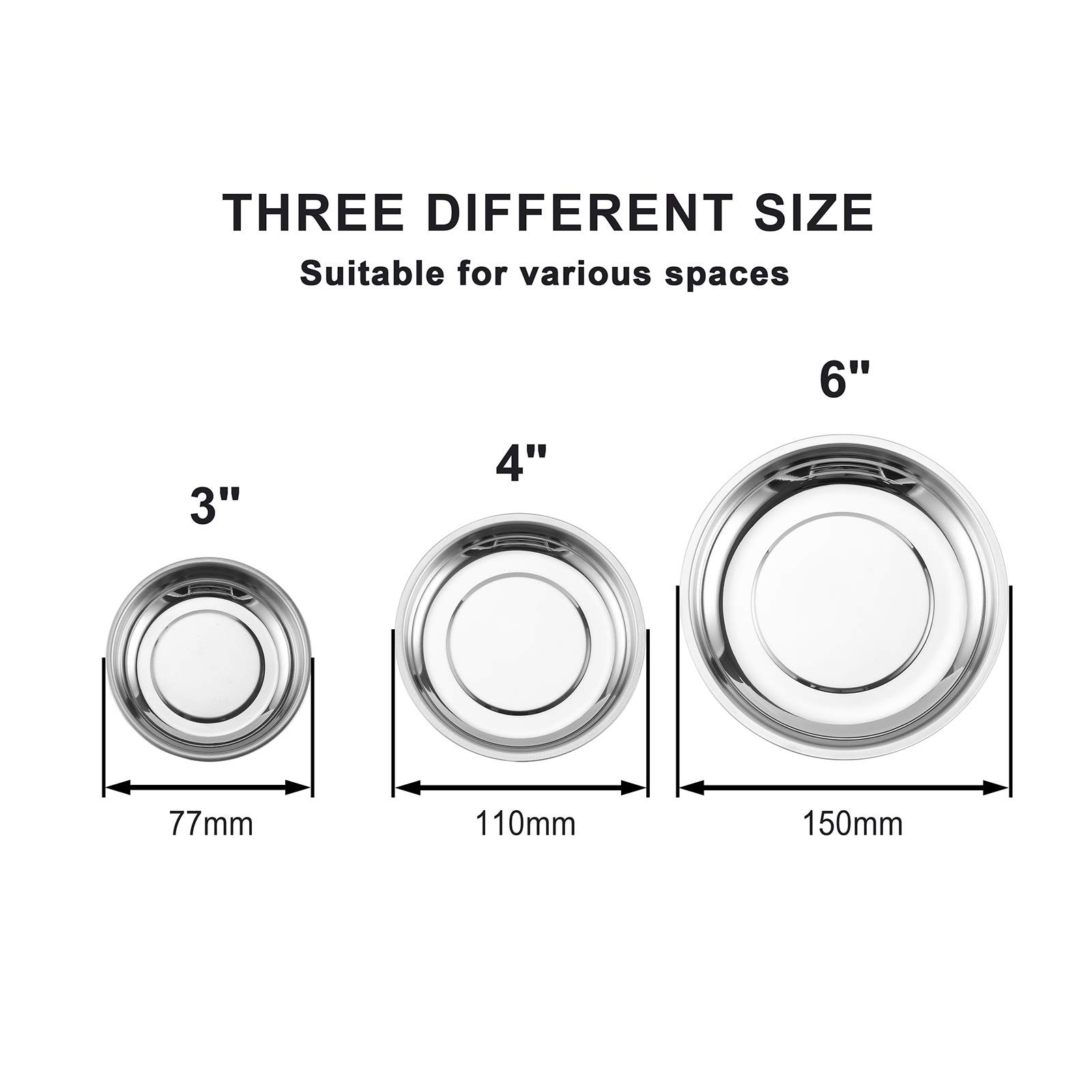 Mayouko 3Piece Round Magnetic Trays Set, 3″ 4″ 6″, Trays Tool Holder for Scre…