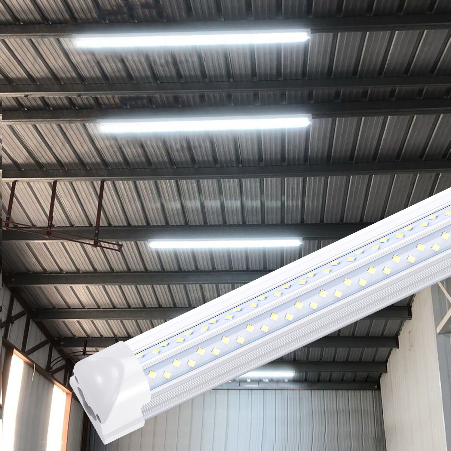 10Pack 8Foot 120W Integrated Led Light Bulbs T8 8FT Led Shop Light Fixture 6000K