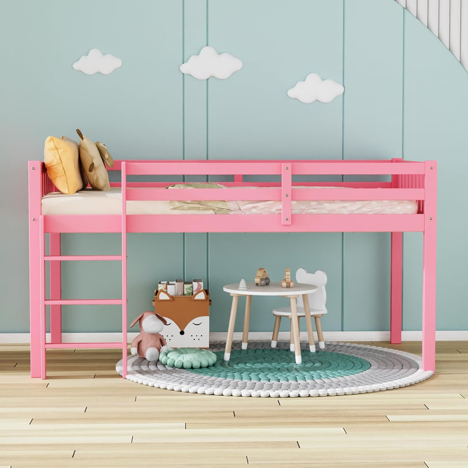 Princess Bed for Adults Kids & Young Teens No Box Spring Required Wood Slat