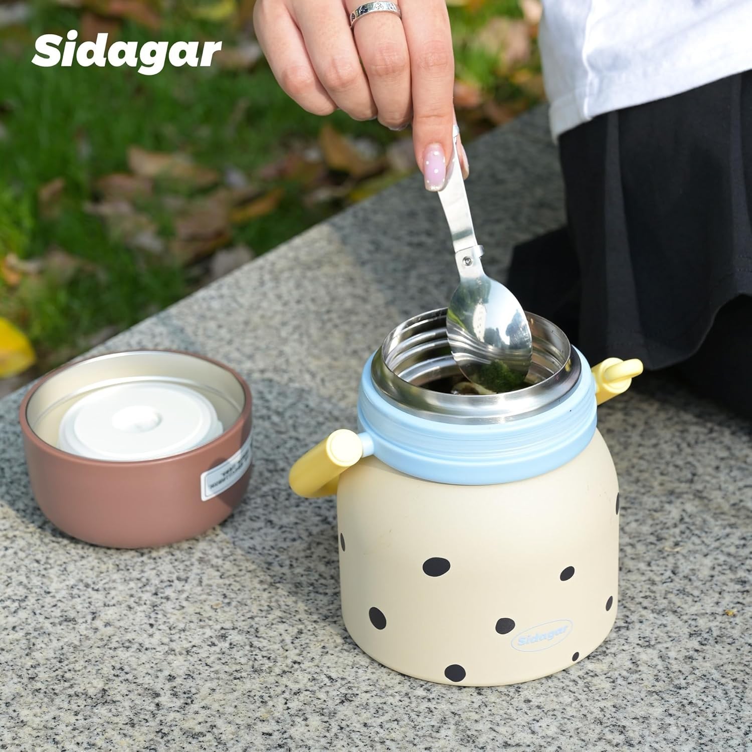Sidagar 24 oz Insulated Food Container 12h Heat Retention with Foldable Spoon