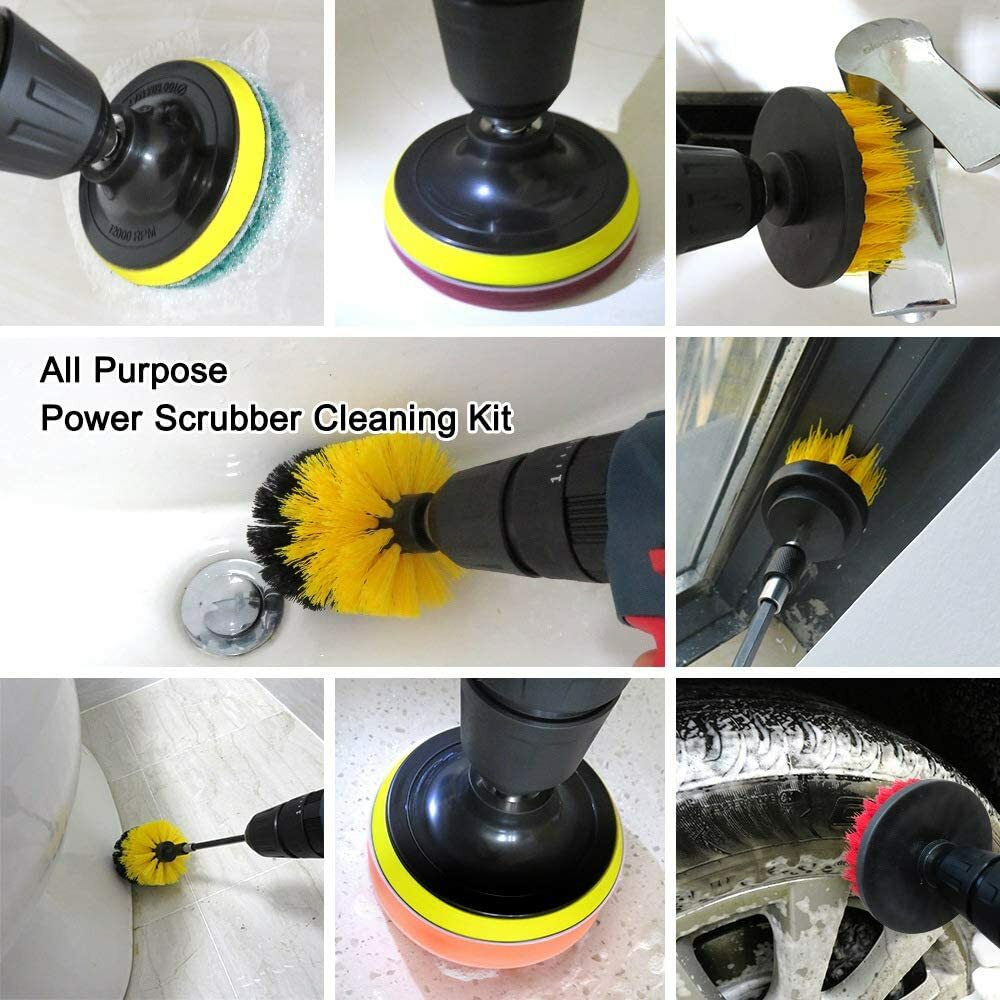 22x All Purpose Cleaning Kit Electric Drill Brush Attachment Set Power Scrubber