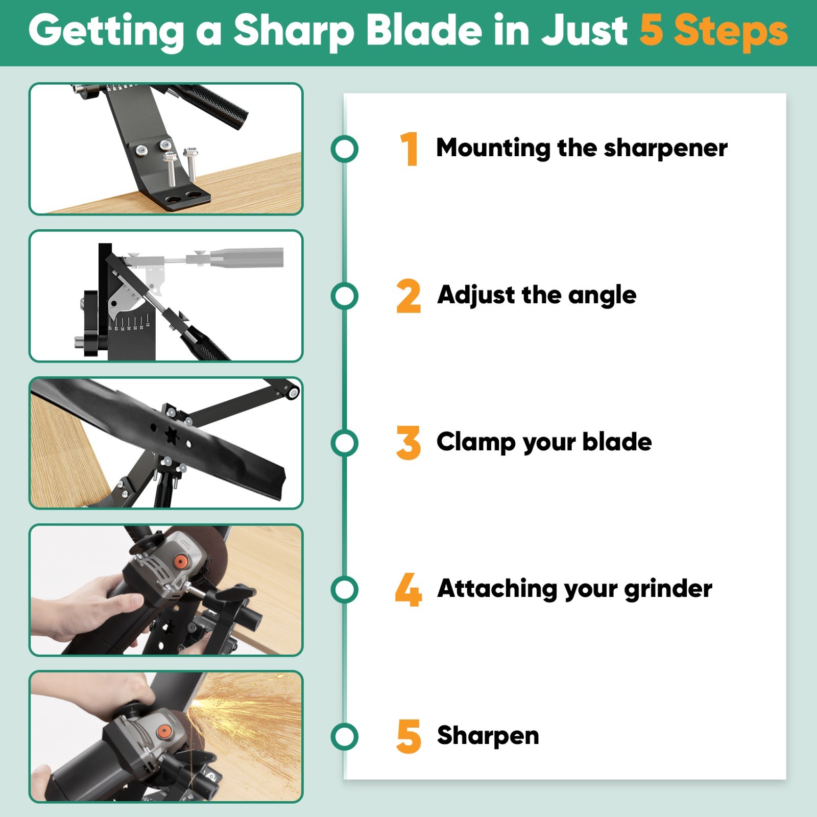 NEW Lawn Mower Blade Sharpener 15°-45° Adjustable Lawnmower Blade Sharpener US