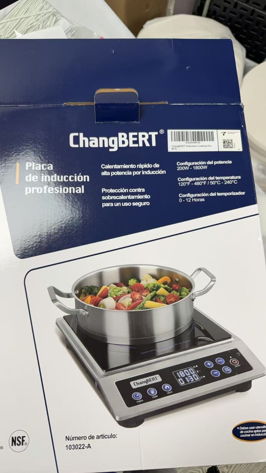 ChangBERT 1800W Professional Induction Cooktop NSF ETL 103022-A Stainless