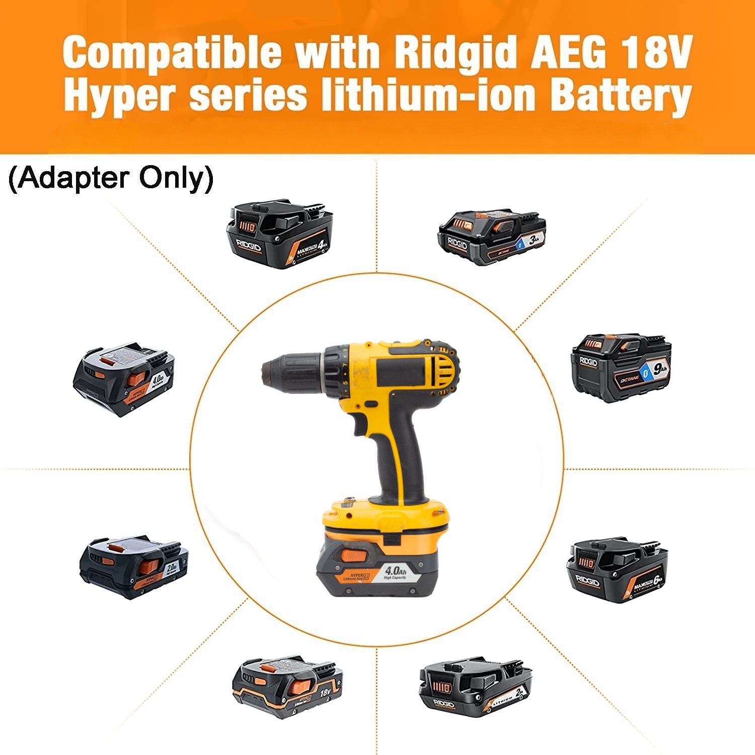 Adapter Convertor For Ridgid 18V Battery to for Dewalt 18V Ni-cd Power Tools New