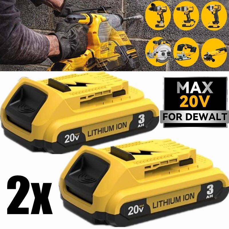 For Dewalt DCB203 20V Max Batteries 2.0Ah Lithium Ion 20 Volt DCB203-2 /Charger