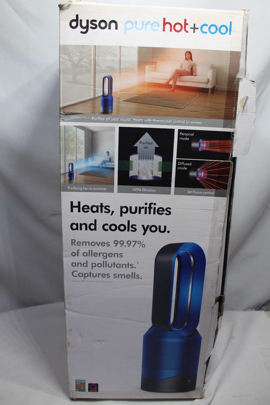 Dyson Pure Hot+Cool HP01 Air Purifier Fan Heater Blue Black w/ Remote BLUE