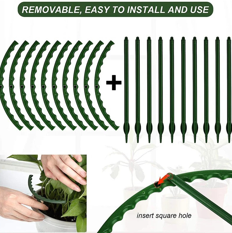 8PCS Plastic Semicircle Plant Support Frame for Vines & Flowers (6.1in × 10.6in)