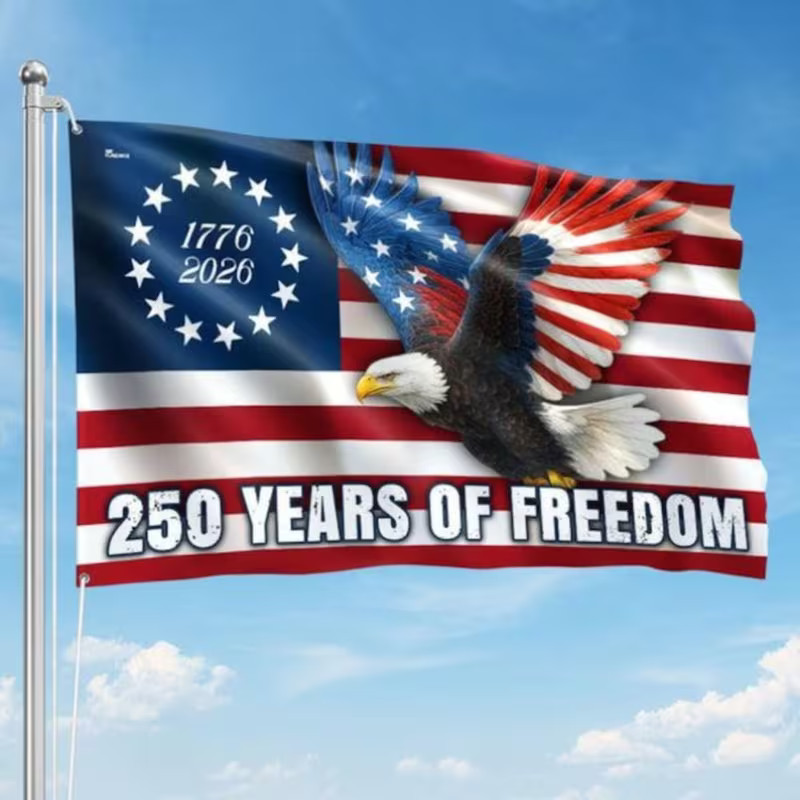 1pc 250 Years Of Freedom Flag 1776-2026 Patriotic Banner Outdoor Decor w 3*5 FT