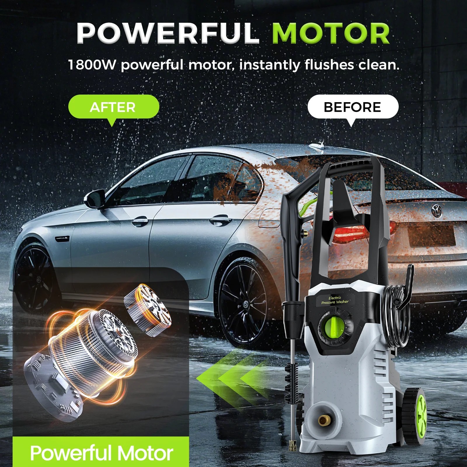 Electric Pressure Washer 4 Quick Nozzles High Pressure Cleaning Machine Portable