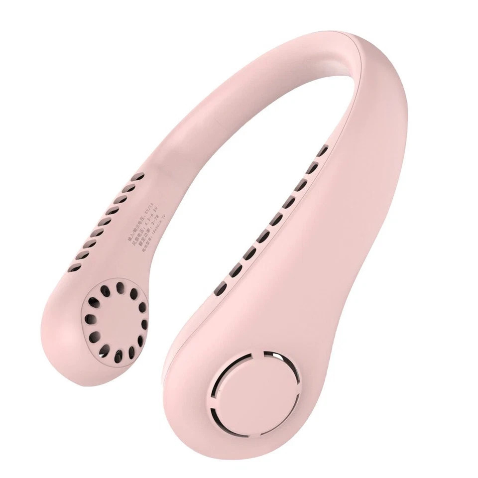 Portable USB Rechargeable Neckband Lazy Neck Hanging Dual Cooling Mini Fan USA