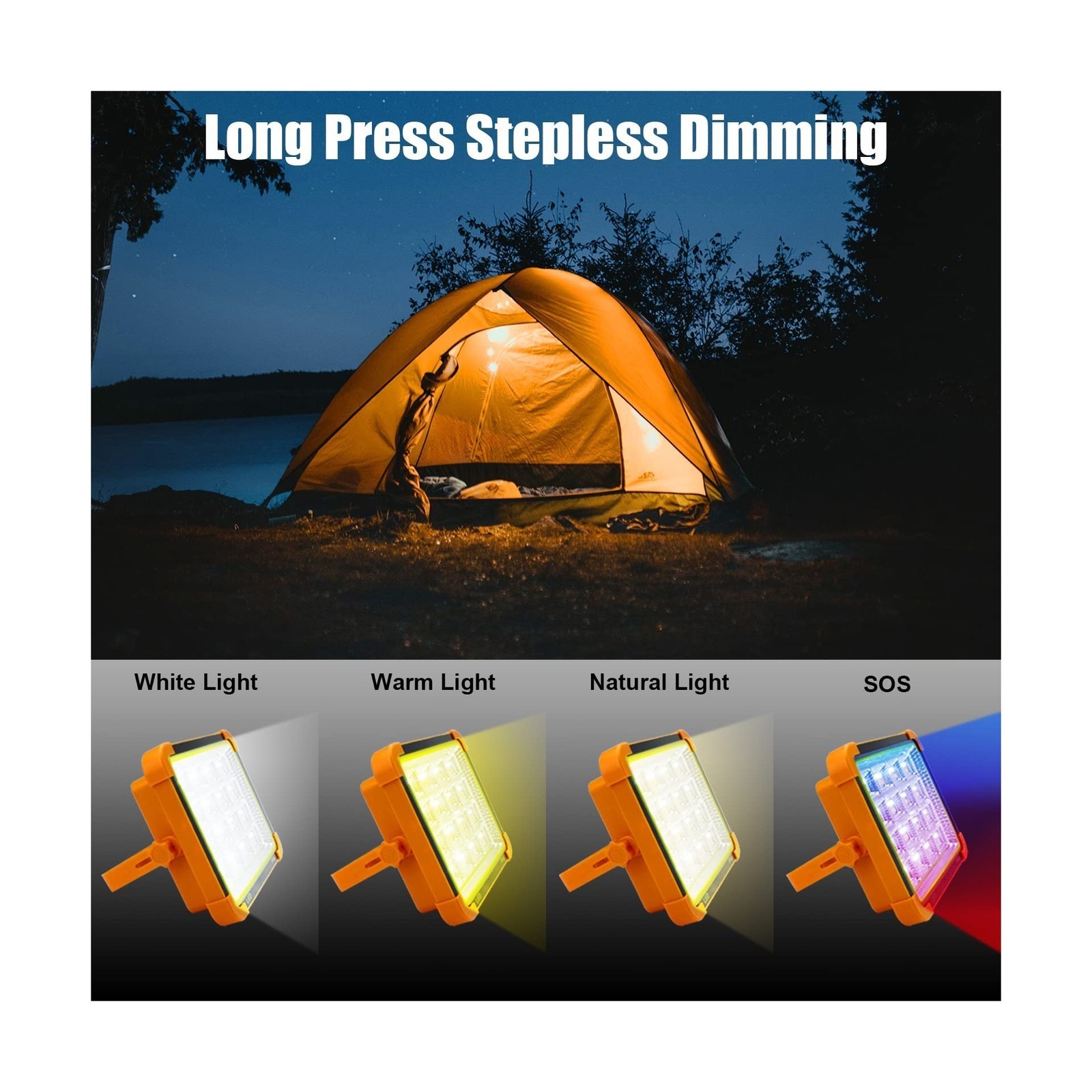 2Pack 288LED Solar Work Light Rechargeable Portable Flood Light for Camping 650W