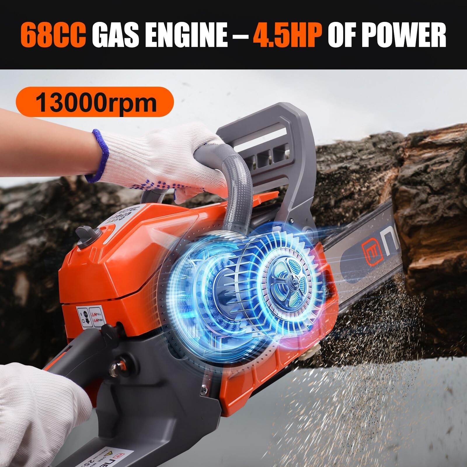 2-Stroke Gasoline Chainsaw 68CC 22″ 24” Bar Power Engine Wood Cutting Chain Saw