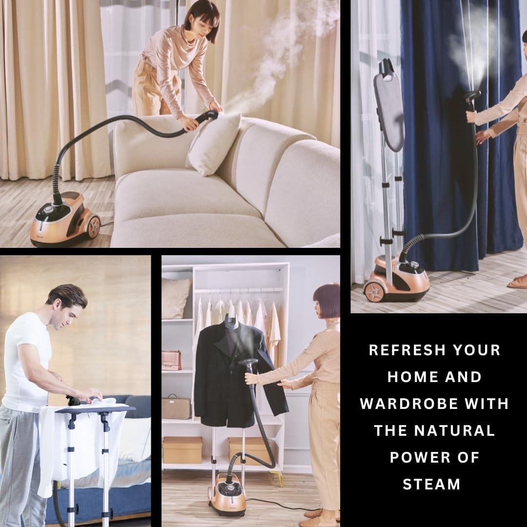 SALAV® Professional Garment Steamer with Built-In Ironing Board, 1500W Continuou