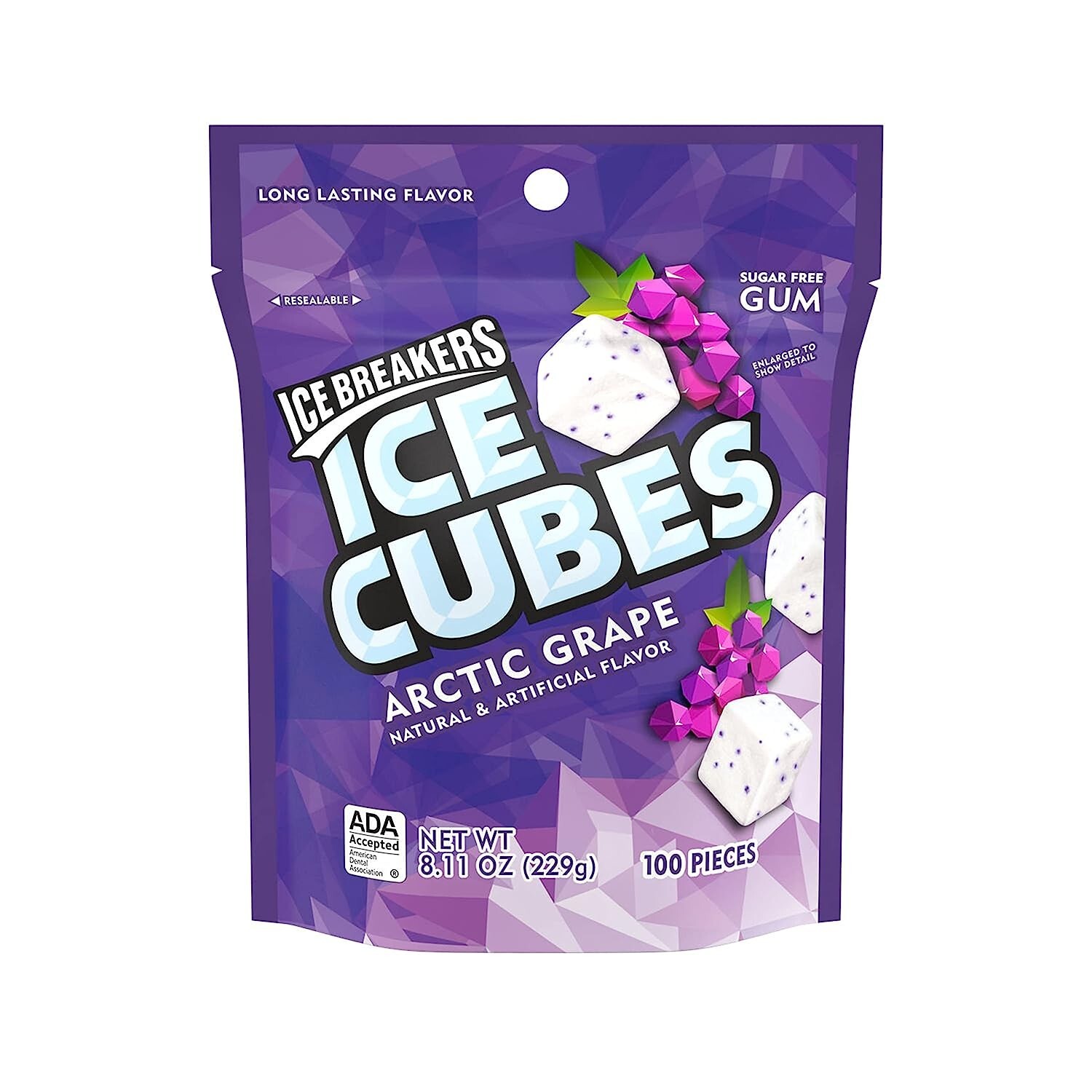ICE BREAKERS ICE CUBES ARCTIC GRAPE Fruity, 8.11 oz (100 Pieces)