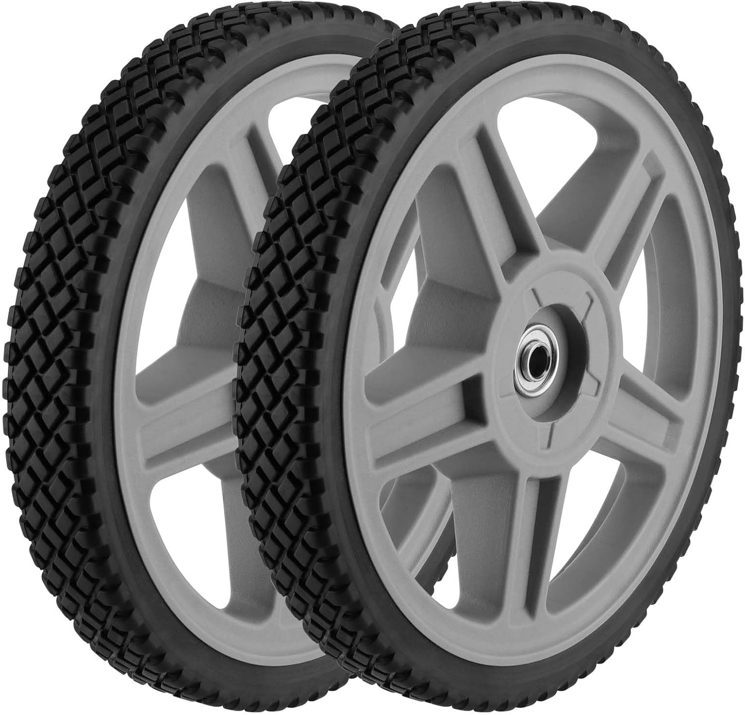2 Pack 12X1.7 Inch Plastic Spoked Wheel, 1/2″ Plastic Wheel with Diamond Tread,