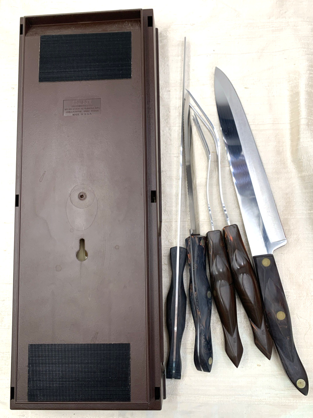 CUTCO 5 Pc Swirl Carving Knife Set w/ Wall Mount Tray 1724 1726 1729 1727 1725