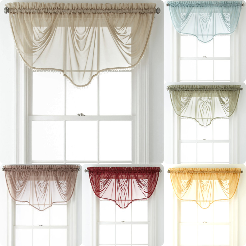 1PC WEAVY BEADED WATERFALL VALANCE VOILE SHEER WINDOW CURTAIN ROD POCKET TOPPER