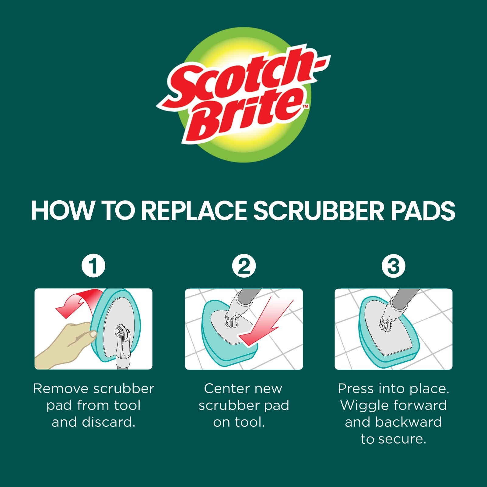 Scotch-Brite Shower Scrubber Poly Fiber Stiff Tile Grout Brush Tub Bathroom New