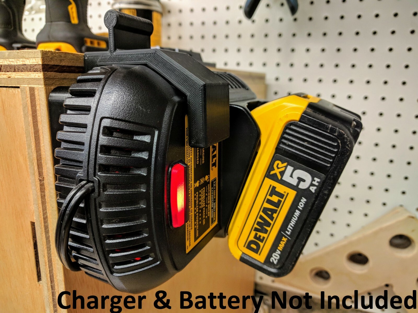 Wall Mount for DeWalt DCB101 Charger with Optional 20v Max Battery Mounts