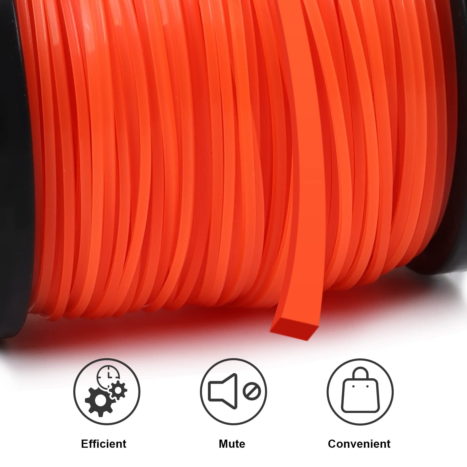 Viabrico String Trimmer Line, Square Orange Heavy 1.7LB x .095 in,