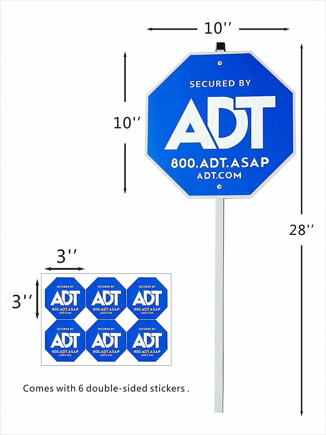 Yard Security Sign Heavy Duty Weather Proof Aluminum Stake 10″x28″