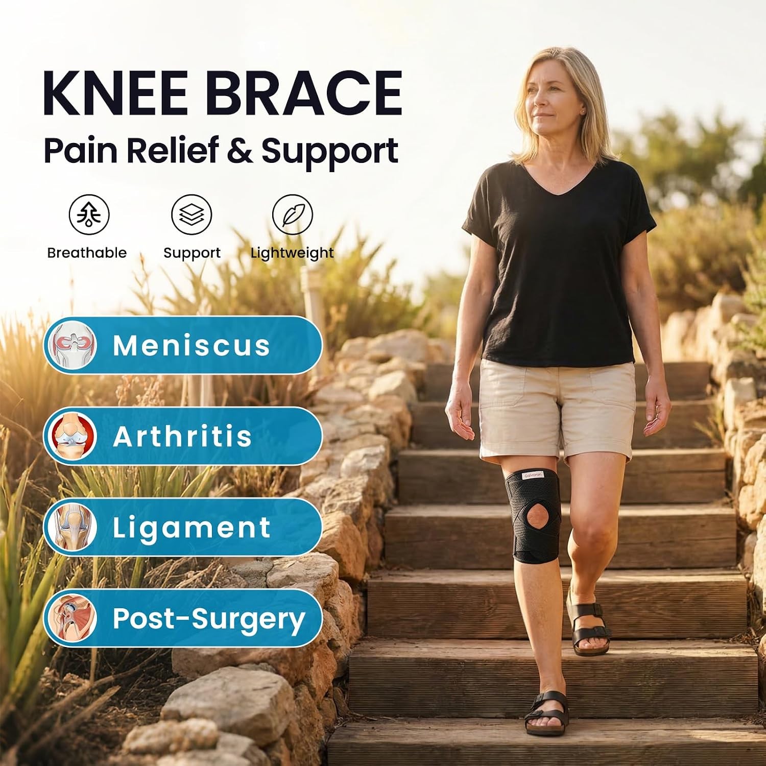 Galvaran Knee Brace with Side Stabilizers for Meniscal Tear Knee Pain ACL…