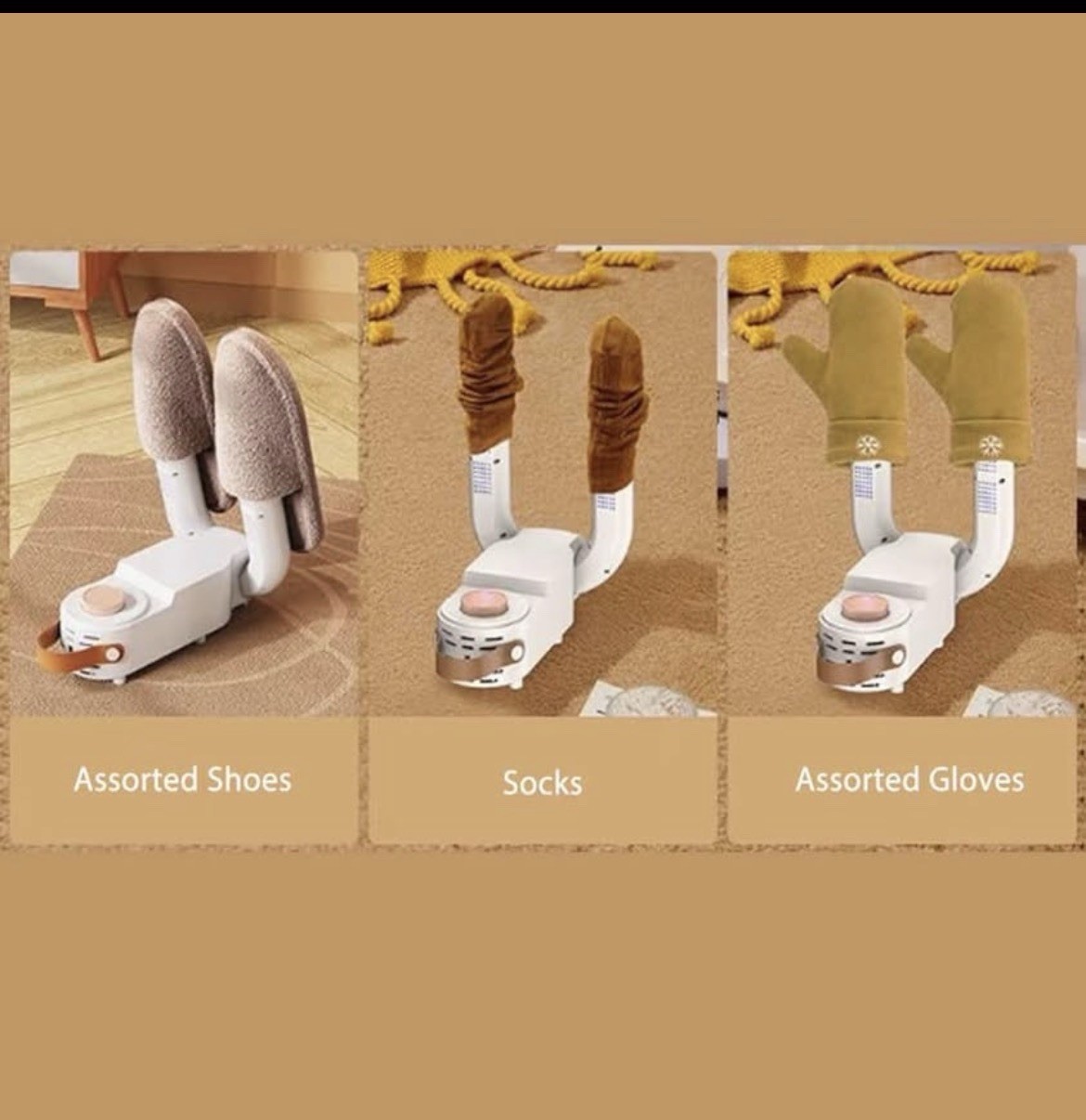 Electric Shoe Dryer Boot Warmer Dryer Dual Arms Timer Dial 0-120 Min White